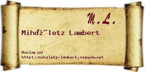Miháletz Lambert névjegykártya